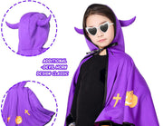 Halloween Costume with Ox Horn Hooded Coat – Wizard Cloak & Props for Boys & Girls