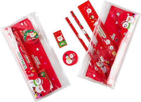 Christmas Pencils Accessory Kit - Santa & Snowman Stationery Set - The Write Stuff