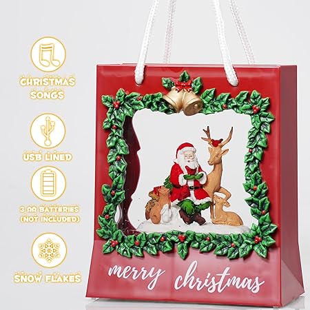 Christmas Red Carry Bag Showpiece With Music and Light