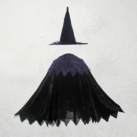 Halloween Little Witch Costume Dress for Kids with Hat – Spooky Halloween Party Outfit