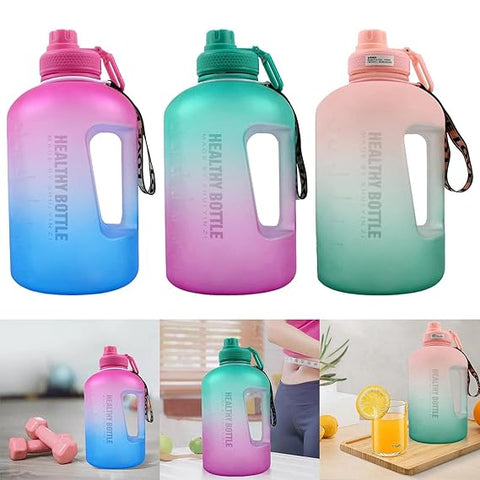Reusable Sports Water Bottle with Straw & Time Marker