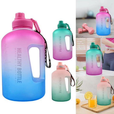 Reusable Sports Water Bottle with Straw & Time Marker