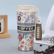 Designer Floral Coffee Mug with Straw & Flip Lid – 500ml - The Write Stuff