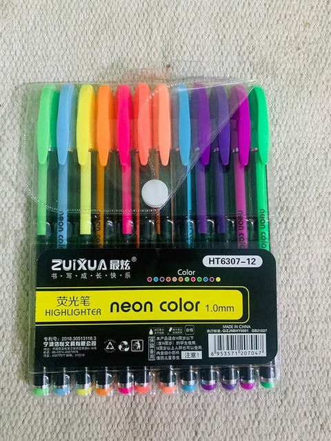 Neon Highlighter Glitter Pen Set - The Write Stuff