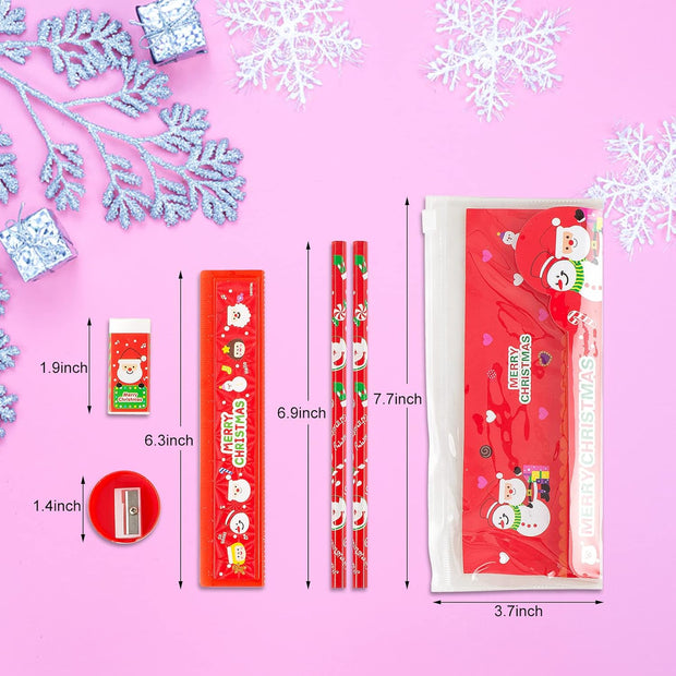 Christmas Pencils Accessory Kit - Santa & Snowman Stationery Set - The Write Stuff