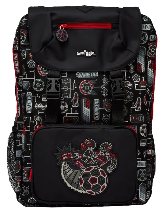 Smiggle Black Mecha Football Away Foldover Backpack