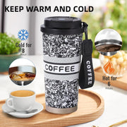 Designer Floral Coffee Mug with Straw & Flip Lid – 500ml - The Write Stuff