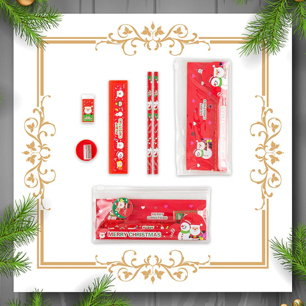 Christmas Pencils Accessory Kit - Santa & Snowman Stationery Set - The Write Stuff