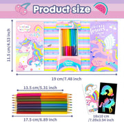 2-in-1 Coloring Book Set: 8 Color Pencils for Scratch & Art