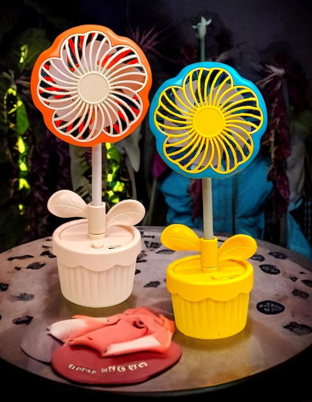 Flower Pot Mini Fan With Adjustable Neck