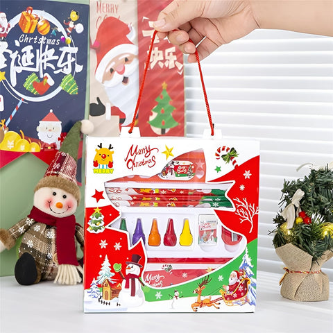 Christmas Stationery Set For Kids - Ruler , Pencil Box , Wooden Pencil , Color Crayons , Eraser , Sharpener