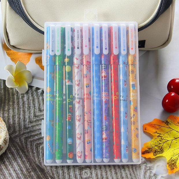 Christmas Color Pens - 10 Pieces | 0.5mm Fine Point Colored Pens - The Write Stuff