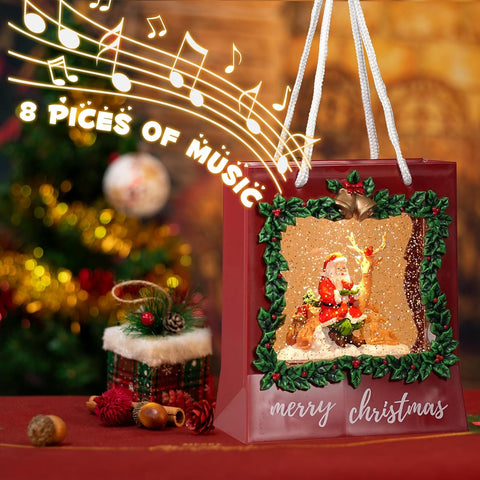 Christmas Red Carry Bag Showpiece With Music and Light