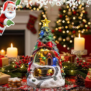 Christmas Tree LED House Figurine with Bow & Deer Scene - The Write Stuff