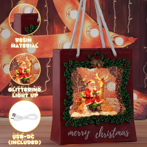 Christmas Red Carry Bag Showpiece With Music and Light