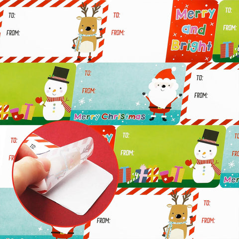 Christmas Gift Tags - 500 Pieces | Self-Adhesive Santa Claus Stickers