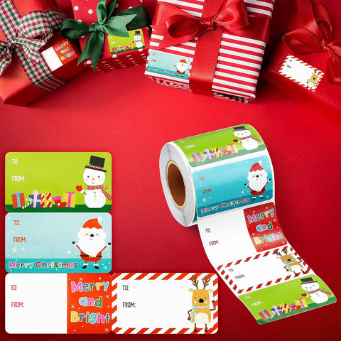 Christmas Gift Tags - 500 Pieces | Self-Adhesive Santa Claus Stickers