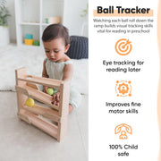 Curious Cub Montessori Ball Tracker | Wooden Rolling Ramp Toy for Babies (11 Months+)