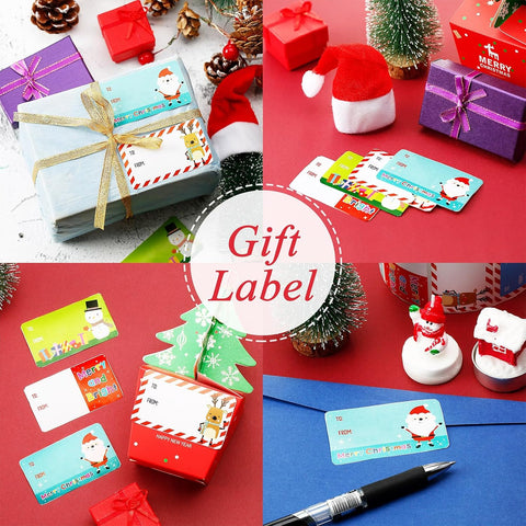 Christmas Gift Tags - 500 Pieces | Self-Adhesive Santa Claus Stickers
