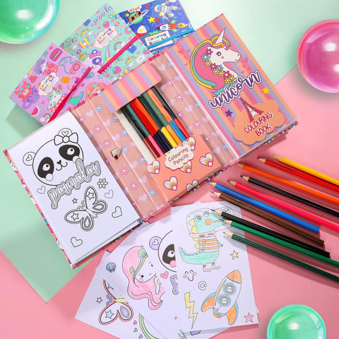 2-in-1 Coloring Book Set: 8 Color Pencils for Scratch & Art