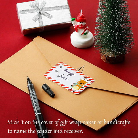 Christmas Gift Tags - 500 Pieces | Self-Adhesive Santa Claus Stickers