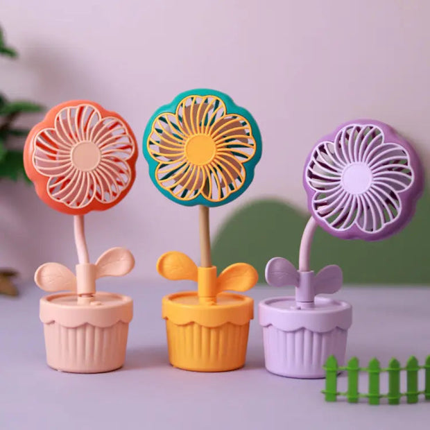 Flower Pot Mini Fan With Adjustable Neck