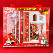 Merry Christmas Stationery Set – Geometry Box, Pencils, Notepad, Eraser & Sharpener Gift Set for Kids