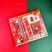 Merry Christmas Stationery Set – Geometry Box, Pencils, Notepad, Eraser & Sharpener Gift Set for Kids