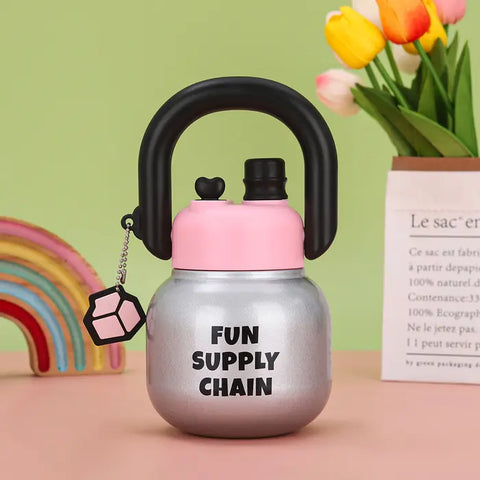 Fun Supply Chain kettle bell Water Bottle – Sipper Bottle with Handle & Charm - The Write Stuff