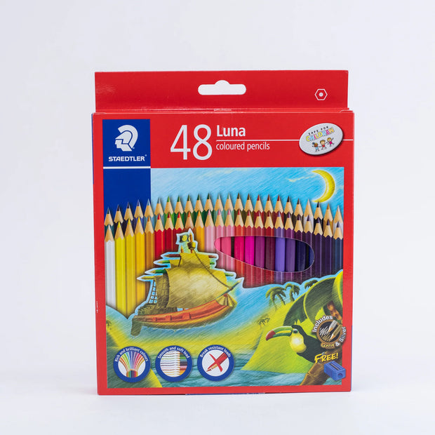 LUNA 136 Coloured Pencil Set – 48 Assorted Colours with Free Sharpener - The Write Stuff