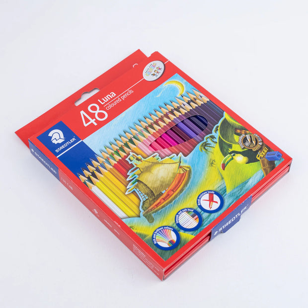 LUNA 136 Coloured Pencil Set – 48 Assorted Colours with Free Sharpener - The Write Stuff