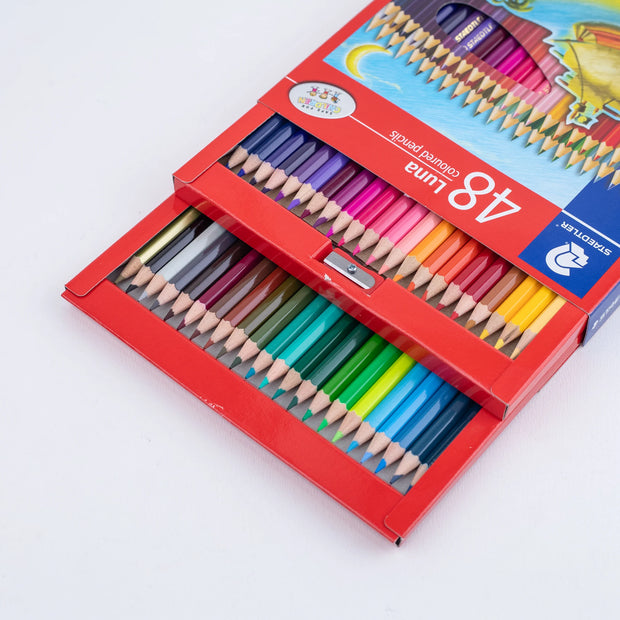 LUNA 136 Coloured Pencil Set – 48 Assorted Colours with Free Sharpener - The Write Stuff