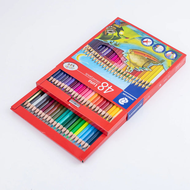 LUNA 136 Coloured Pencil Set – 48 Assorted Colours with Free Sharpener - The Write Stuff