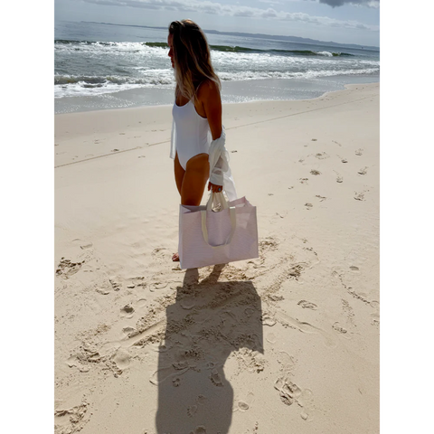 SUNNYLiFE Carryall Beach Bag Pink Stripe - The Write Stuff