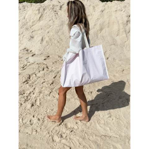 SUNNYLiFE Carryall Beach Bag Pink Stripe - The Write Stuff