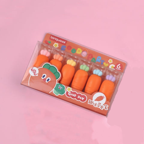 Carrot Highlighter Marker Pen -  Set of 6