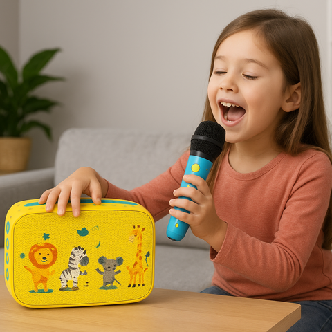 Kids Karaoke Bluetooth Speaker with Mic – Jungle Animal Cartoon Design - The Write Stuff