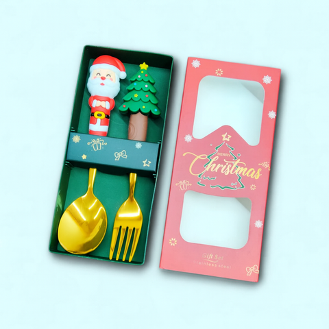 Christmas Steel 3D Spoon & Fork - Set of 2