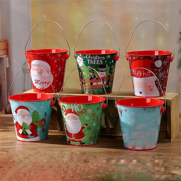 Christmas Metal Bucket For Gifts
