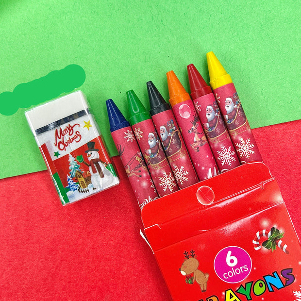 Christmas Stationery Set for Kids | Pencil Box, Pencils, Crayons, Eraser & Sharpener | Holiday Gift & School Supplies - The Write Stuff