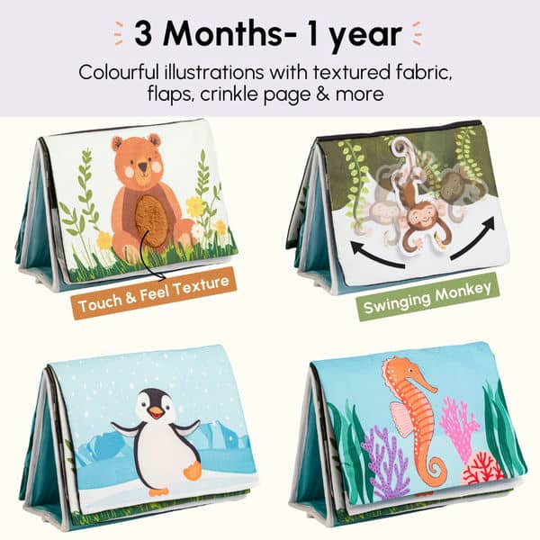 Curious Cub Tummy-Time Book & Mirror - 0-12 Months