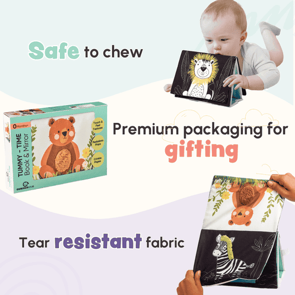 Curious Cub Tummy-Time Book & Mirror - 0-12 Months