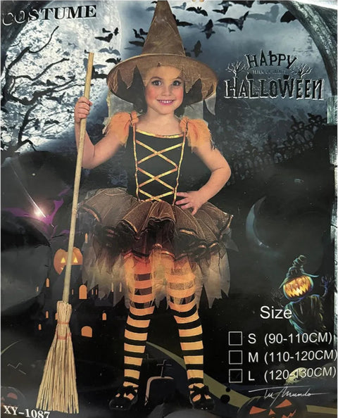 Little Witch Costume Dress with Tutu & Hat – Halloween Outfit for Kids