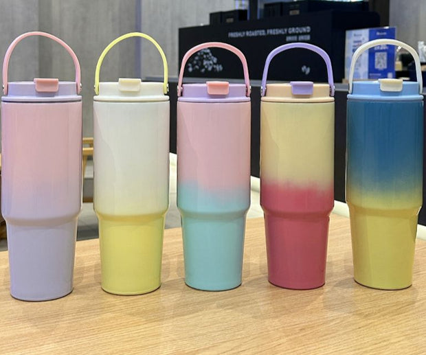 Dual Tone Stainless Steel Tumbler with Handle - 890ml