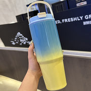 Dual Tone Stainless Steel Tumbler with Handle - Blue