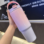 Dual Tone Stainless Steel Tumbler with Handle - Pink & Purple 