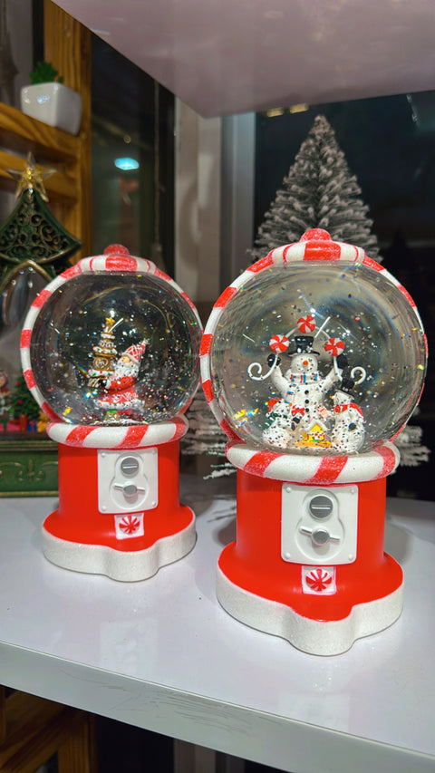 Christmas Red & White Snow Globe with LED Light