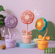 Flower Pot Mini Fan With Adjustable Neck