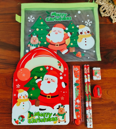 Cute Christmas Santa & Snowman Stationery Gift Set for Kids
