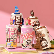 Cute labubu Tumbler With 3D Character Topper – Insulated Kids Water Flask - The Write Stuff